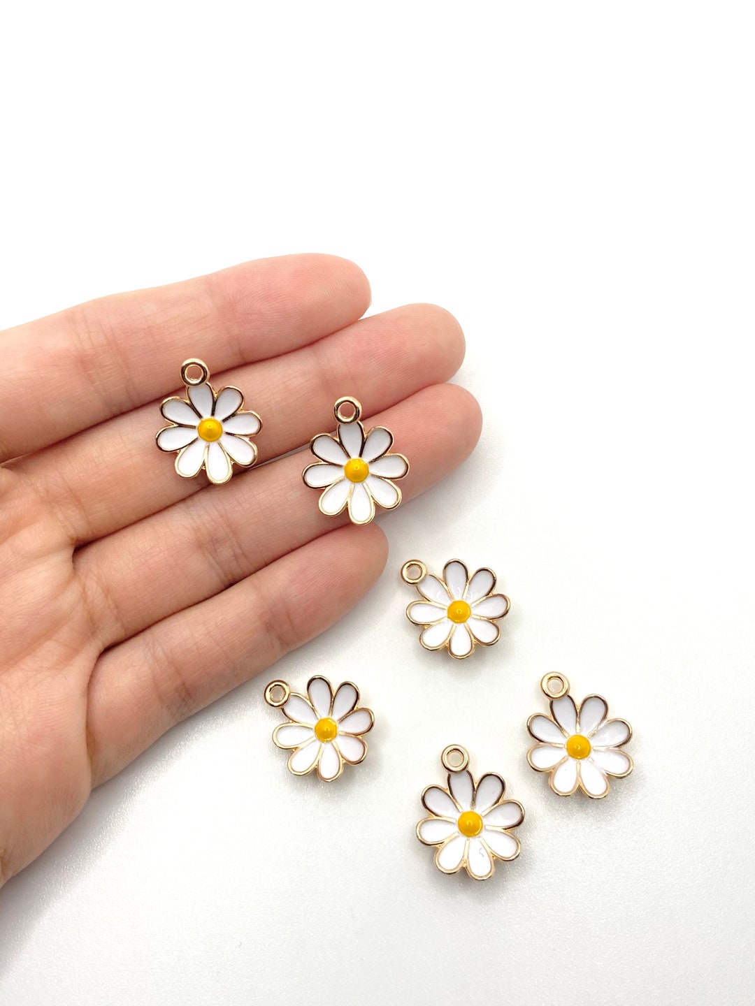 Daisy Flower Charm, 5mm X 17mm,curved Design Alloy Gold Plated for