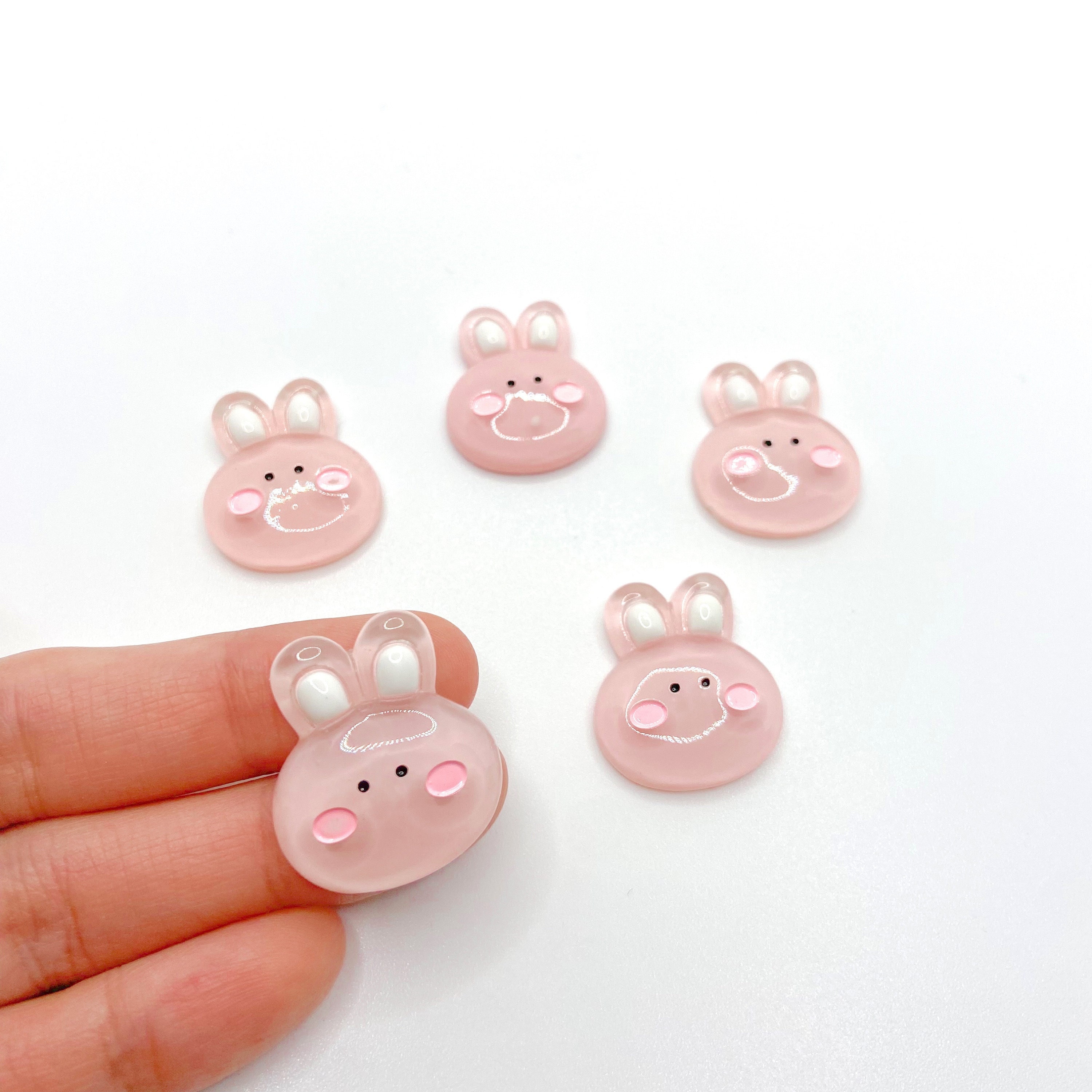 Cute Pink Rabbit Bunny Easter Kawaii Charm Flat back Cabochons Decoden