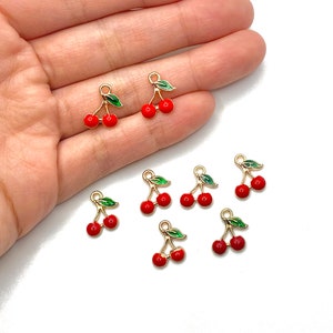 Pre-ORDER Dainty Cherry Charm for Jewelry Making, Fruit Necklace Charm Bracelet, DIY Jewelry Charms, Fruit Summer Charms, Wholesale, BULK