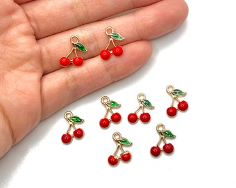 Pre-ORDER Dainty Cherry Charm for Jewelry Making, Fruit Necklace Charm Bracelet, DIY Jewelry Charms, Fruit Summer Charms, Wholesale, BULK