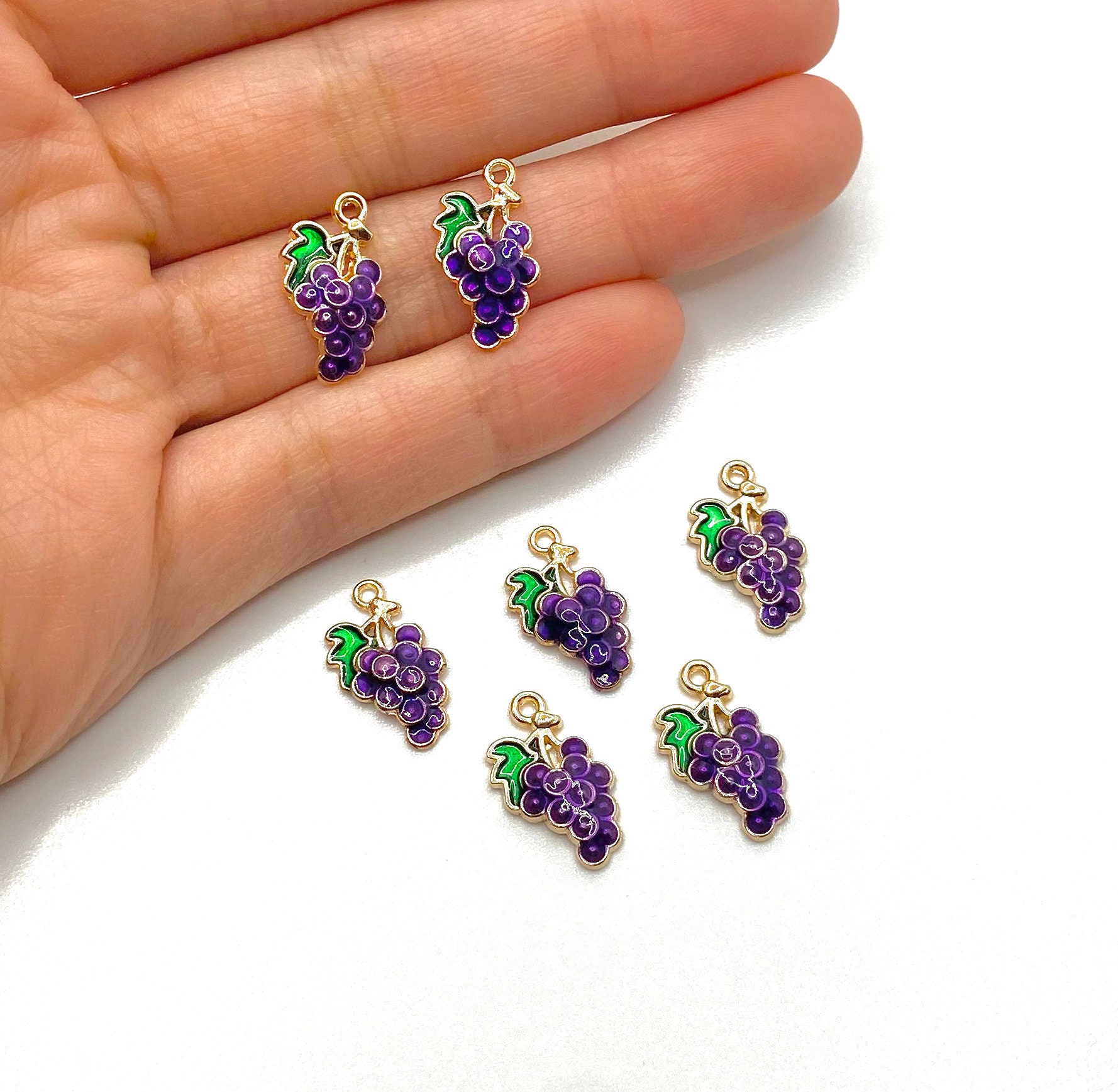 Wholesale Alloy Purple Grapes Design Pendant Charms Jewelry DIY Crafts 10pcs 
