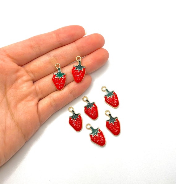 Big Strawberry Charm for Jewelry Making Fruit Earrings Necklace Charm Bracelet DIY Jewelry Charms Fruit Summer Charms Wholesale BULK
