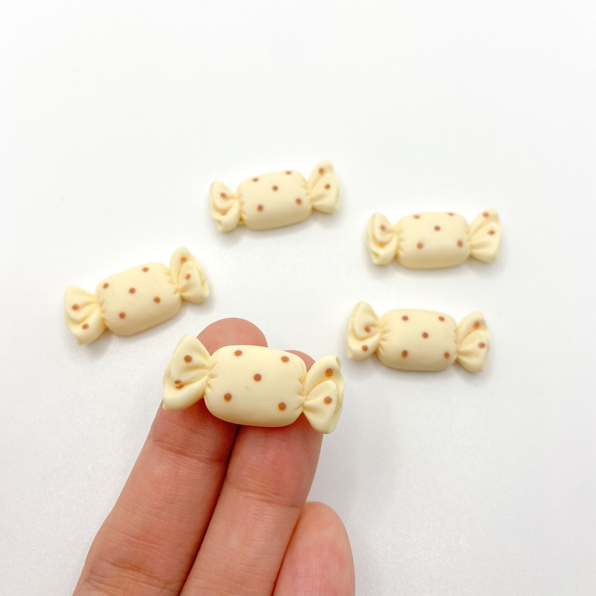 Cute Polka Dot Candy Decoden Cabochon Charms, Resin Food Charm for Slime and Phone Cases, Fake Food, DIY Slime Supplies| 26mmx12mm