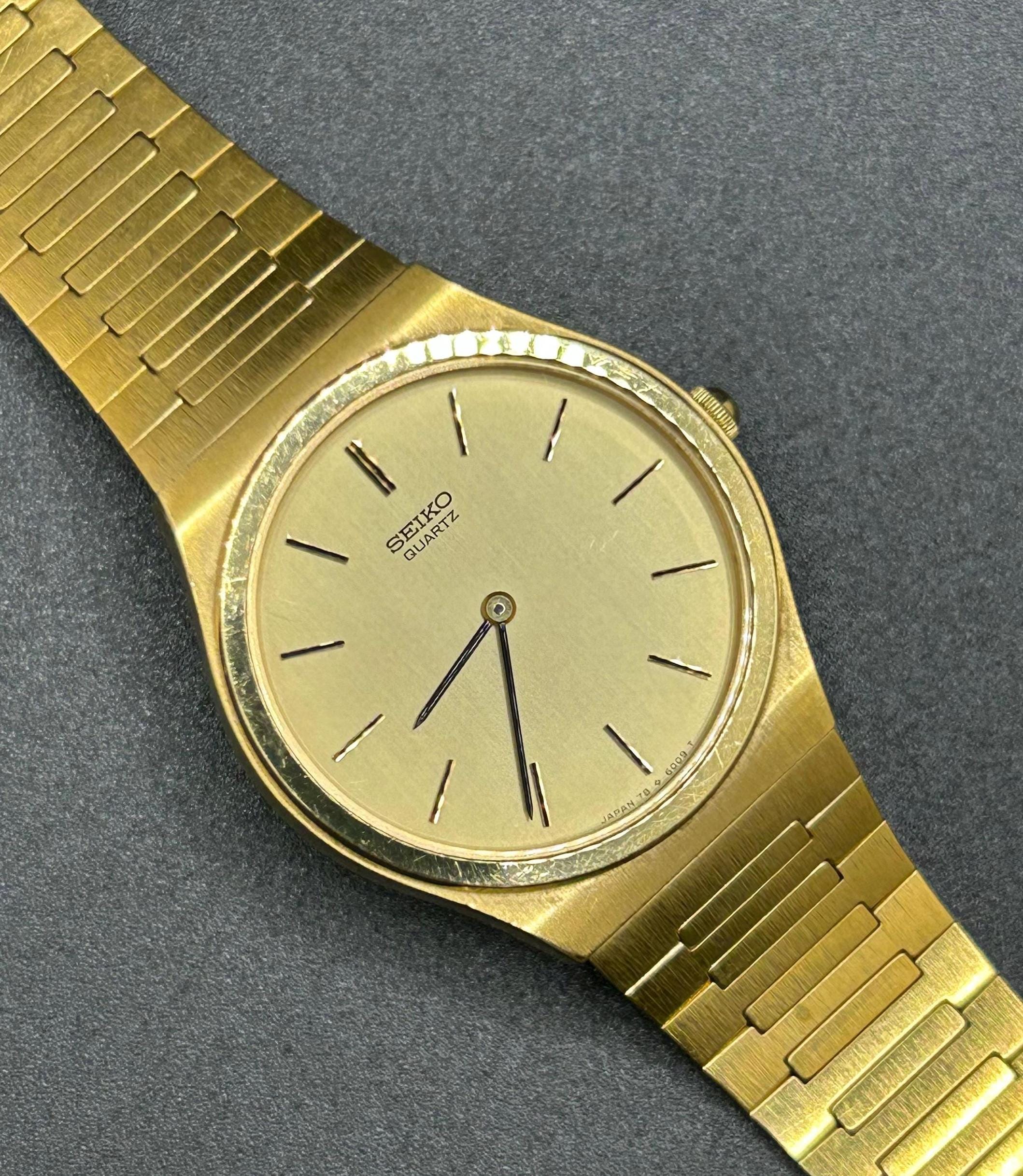 Vintage Seiko Quartz 7800-6009 Gold Tone Men's Watch, Minimalist
