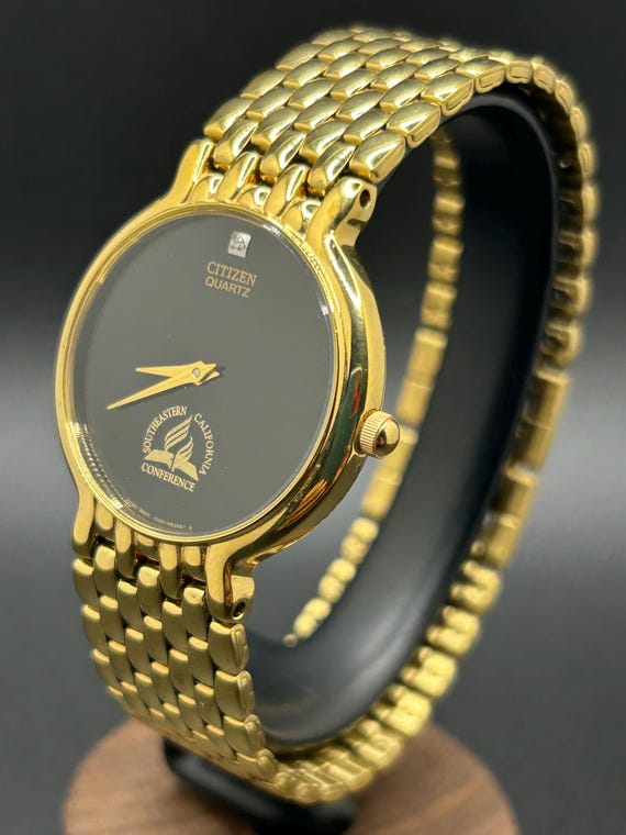 Vintage 1990s Citizen Quartz Men's Watch 1020-S54562, Gold Tone