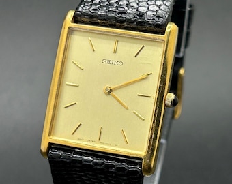 Vintage Seiko Tank 7N00-5C70 Men’s Gold Tone Rectangular 25mm Quartz Dress Watch