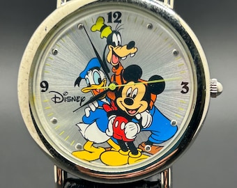 Vintage Disney Character Mickey Mouse Donald Duck Goofy Dial Collectible Cartoon Men’s Quartz Watch