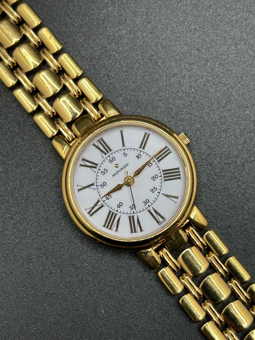 Vintage Movado ESQ Gold Tone 27.7mm White Dial Women display picture 3