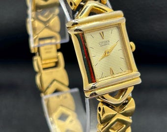 Reloj Citizen vintage de cuarzo para mujer, estilo pulsera en tono dorado, 5920-S52501