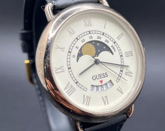 Vintage GUESS Men's Moonphase 1996 Japan Quartz Date Watch With