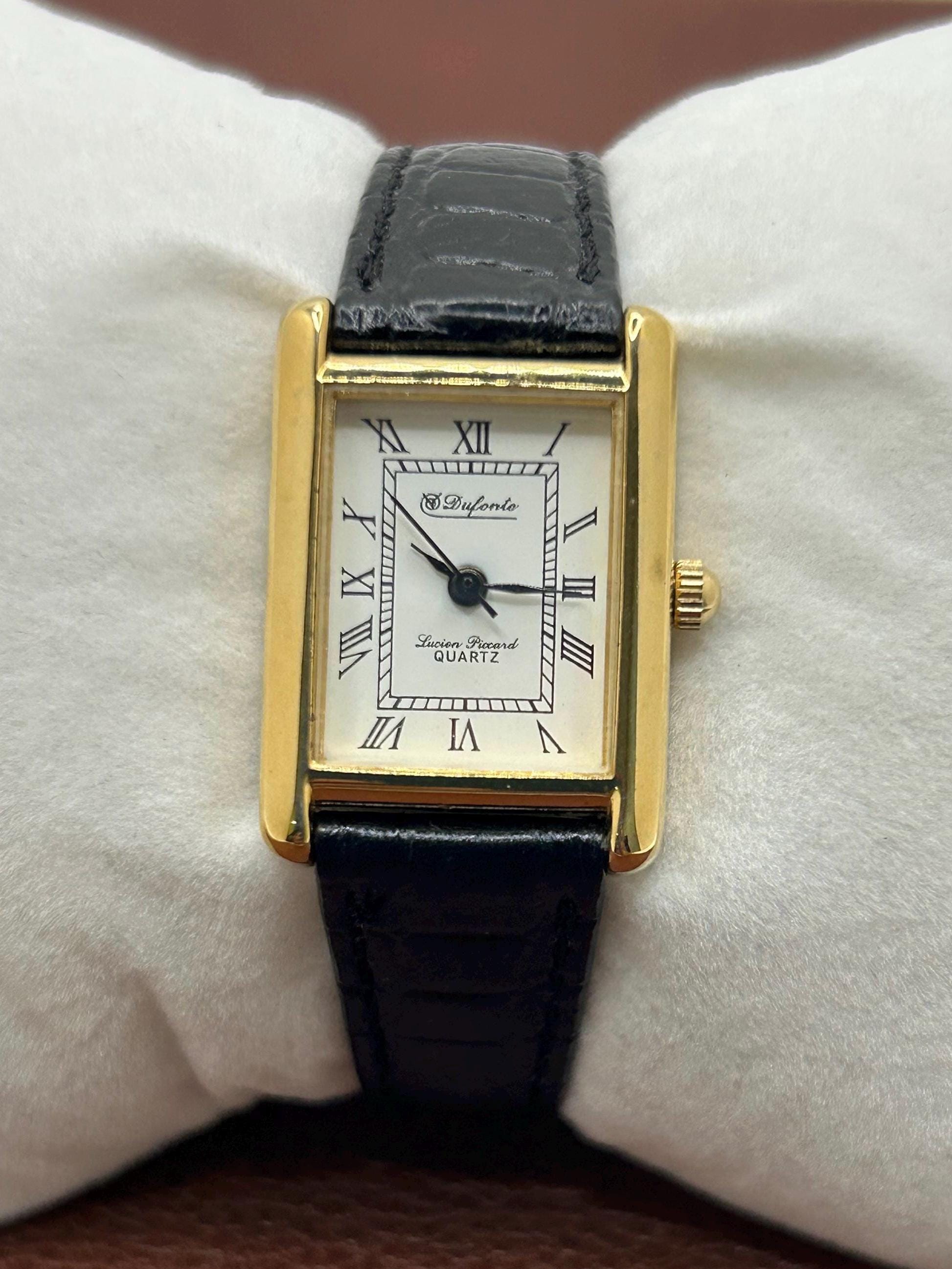 VINTAGE RARE Lucien Piccard Swiss Stainless Tank Watch Roman Numeral square face 26006SS_F.jpg?v=1749658972&  main image 2