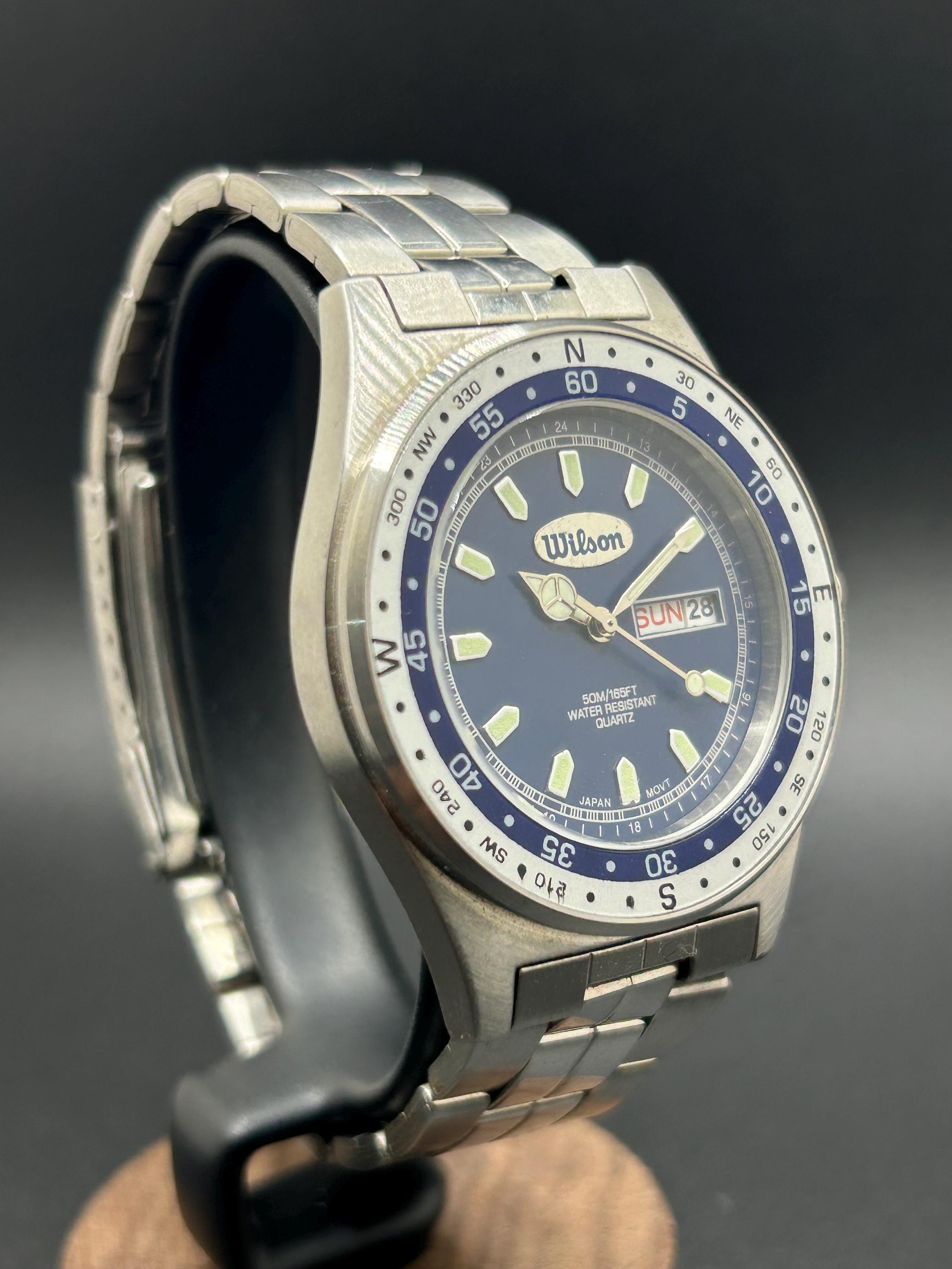Wilson. Watch Vintage Wilson Men’s Quartz Watch With Blue Dial Day Date, Stainless ...