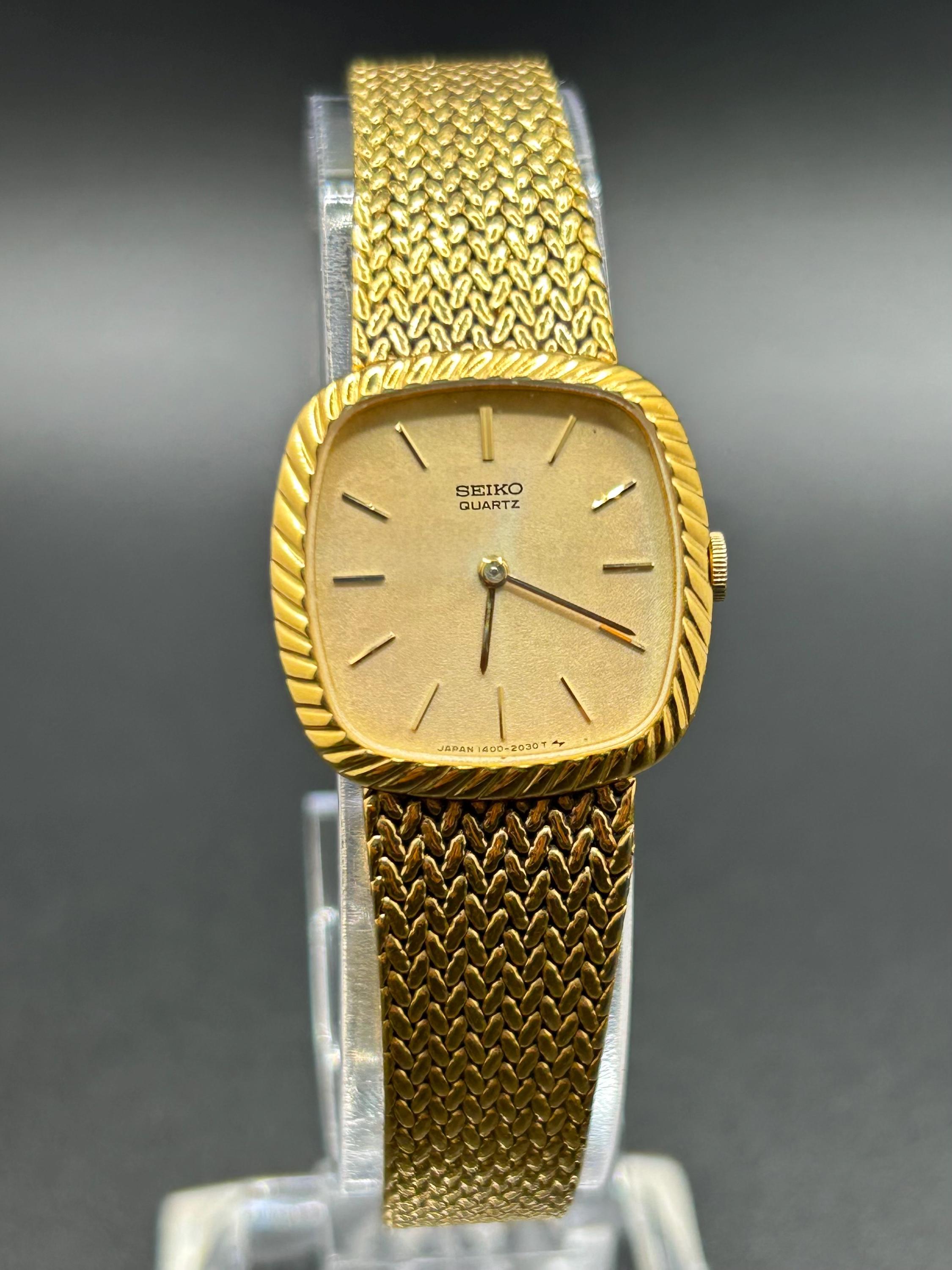 Vintage Seiko 1400-6159 Gold Tone Women's Quartz Watch With Mesh