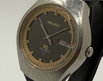 Reloj Seiko SQ 4004 0903-8009 G vintage y raro, esfera bicolor con día y fecha, cuarzo para hombre