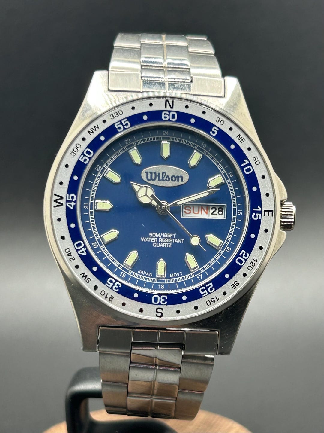 Wilson. Watch Vintage Wilson Men’s Quartz Watch With Blue Dial Day Date, Stainless ...