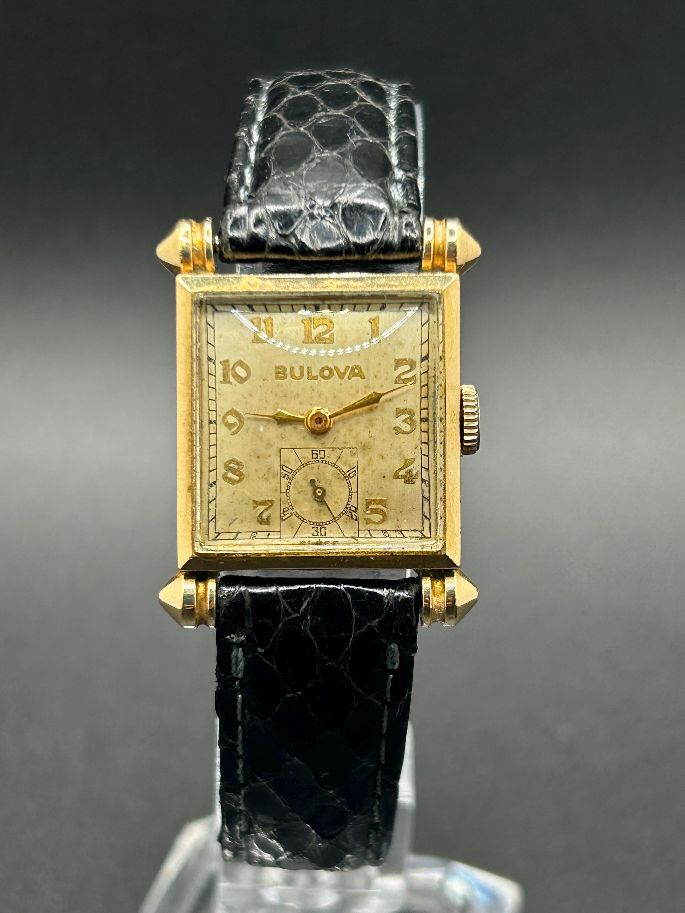 Vintage Bulova “knickerbocker” 1940s Art Deco Gold Tone Square