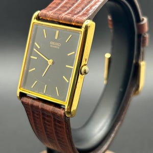 Vintage Seiko SX Rectangular Tank Style Watch With Black Dial - Etsy