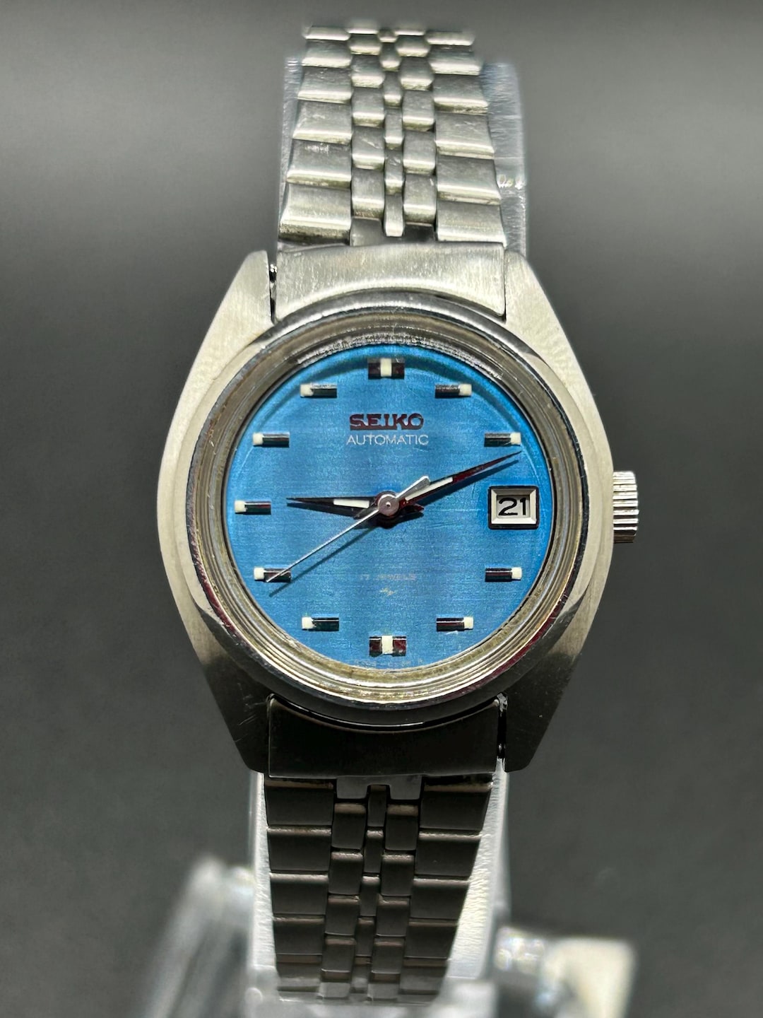 Vintage Seiko 4205-0170 Blue Dial With Date Window Stainless Steel