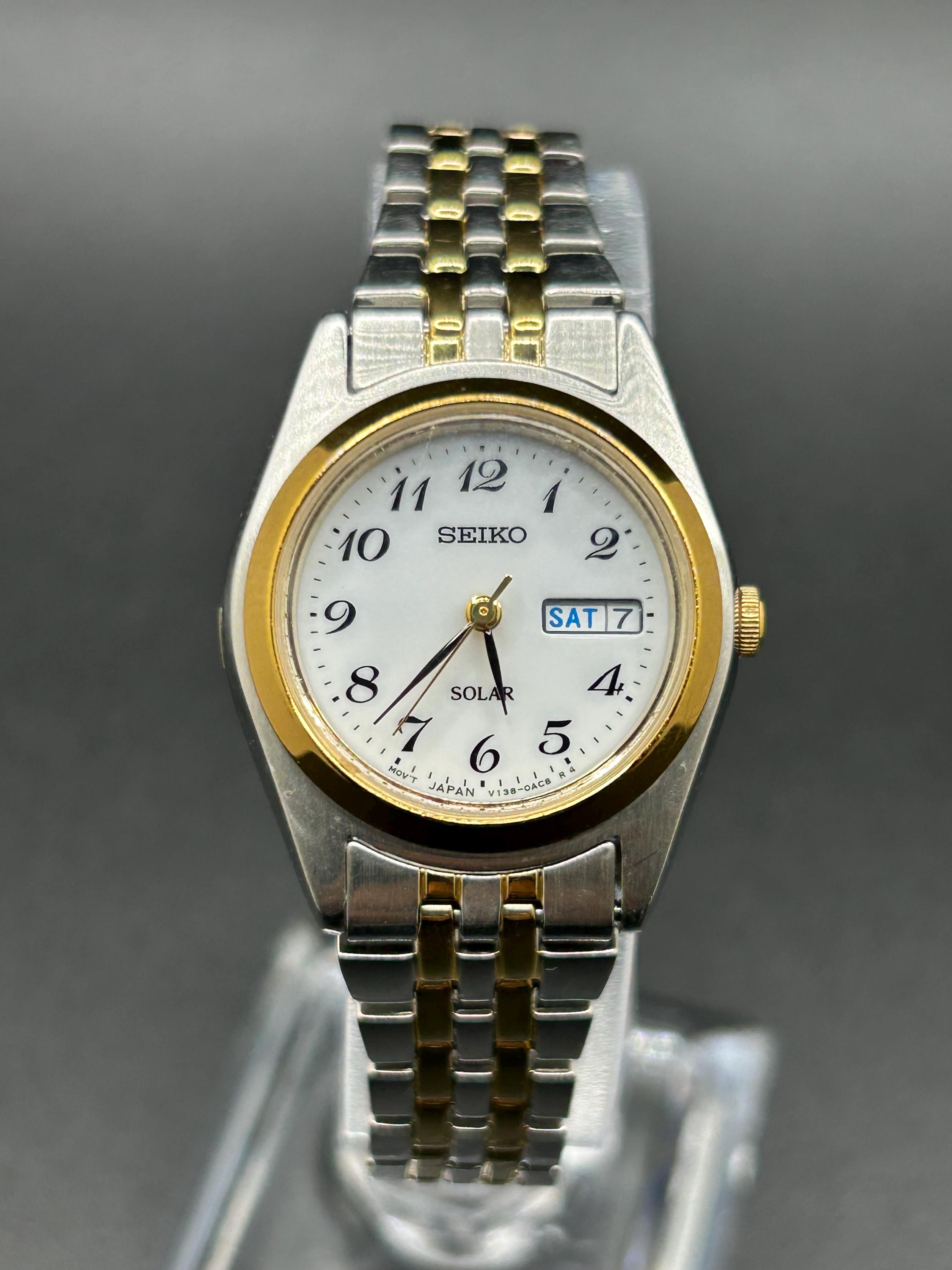 Seiko Quartz Sport 50 Two Tone Watch 1N22-0261 Gold Silver Date Vintage Womens Vintage Seiko SQ50 Two-tone Watch – Gold Silver Stainless  main image 3