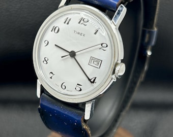 Vintage Timex Mercury Mechanical Hand Wound Men’s Watch With Arabic Dial And Date Window Made in Great Britain