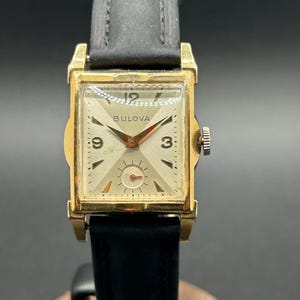 Vintage Bulova Ambassador L3 Manual Wind 17 Jewel Square Gold Tone Case Small Seconds 1950s Men’s Watch