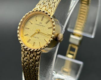 Vintage Dainty Hamilton Gold Tone With Integrated Textured