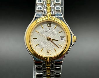 Vintage Bulova Two-Tone Gold & Silver Bracelet With Date Display Women’s Quartz Watch