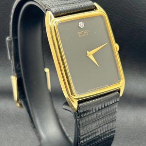 Vintage Rare Seiko 5Y30-5059 Tank Style With Black Dial Gold-tone