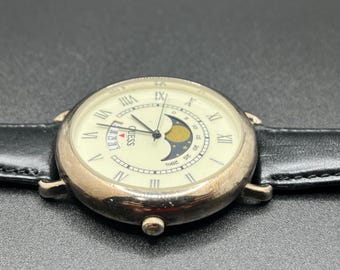 Vintage GUESS Men's Moonphase 1996 Japan Quartz Date Watch With