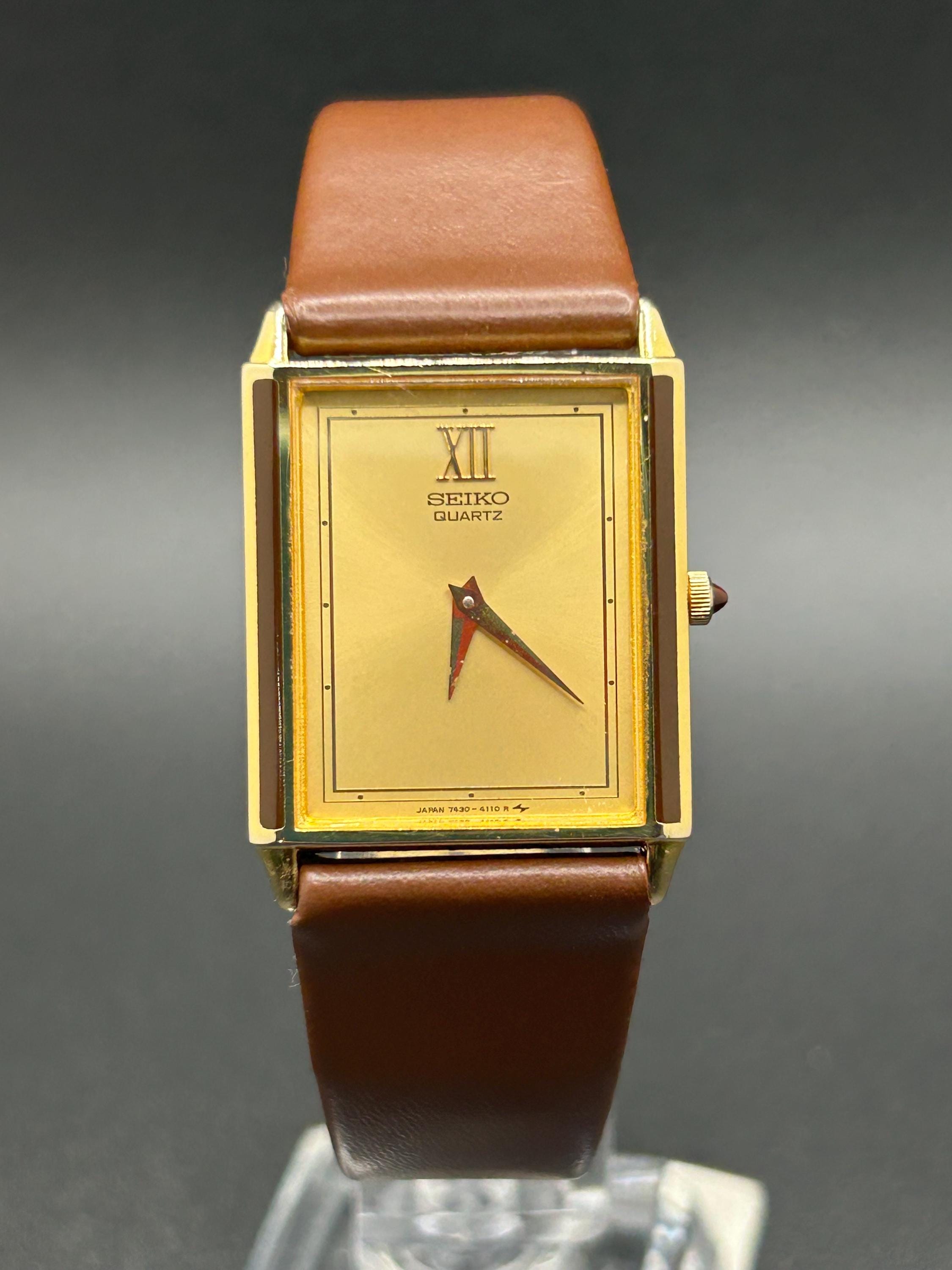 ヴィンテージ SEIKO 7430 ローマン文字盤 タンク 1986年製 Seiko 7430 - Etsy