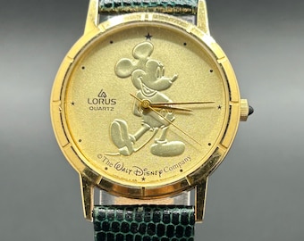 Vintage Lorus By Seiko Disney Mickey Mouse Y481-1720 Gold Tone Unisex Quartz Watch, Collectible Disney Watch