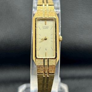 Vintage Citizen 5421-S18523 Gold-tone Tank Style Women's Dress