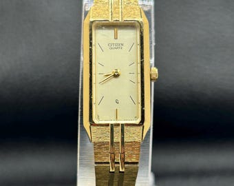 Reloj de cuarzo Citizen vintage 5421-S18523 estilo tanque dorado para mujer