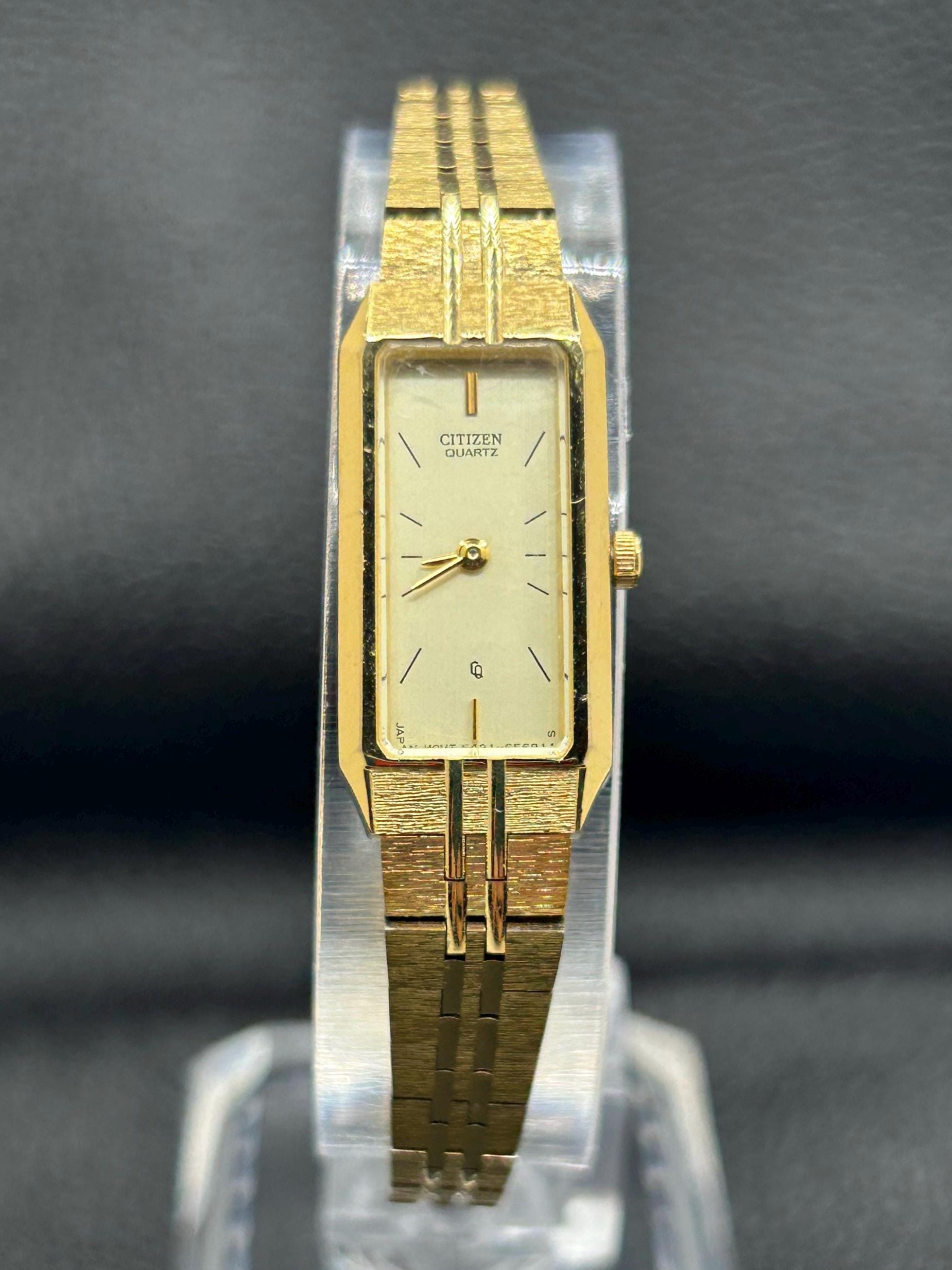 Vintage Citizen 5421-S18523 Gold-tone Tank Style Women's Dress