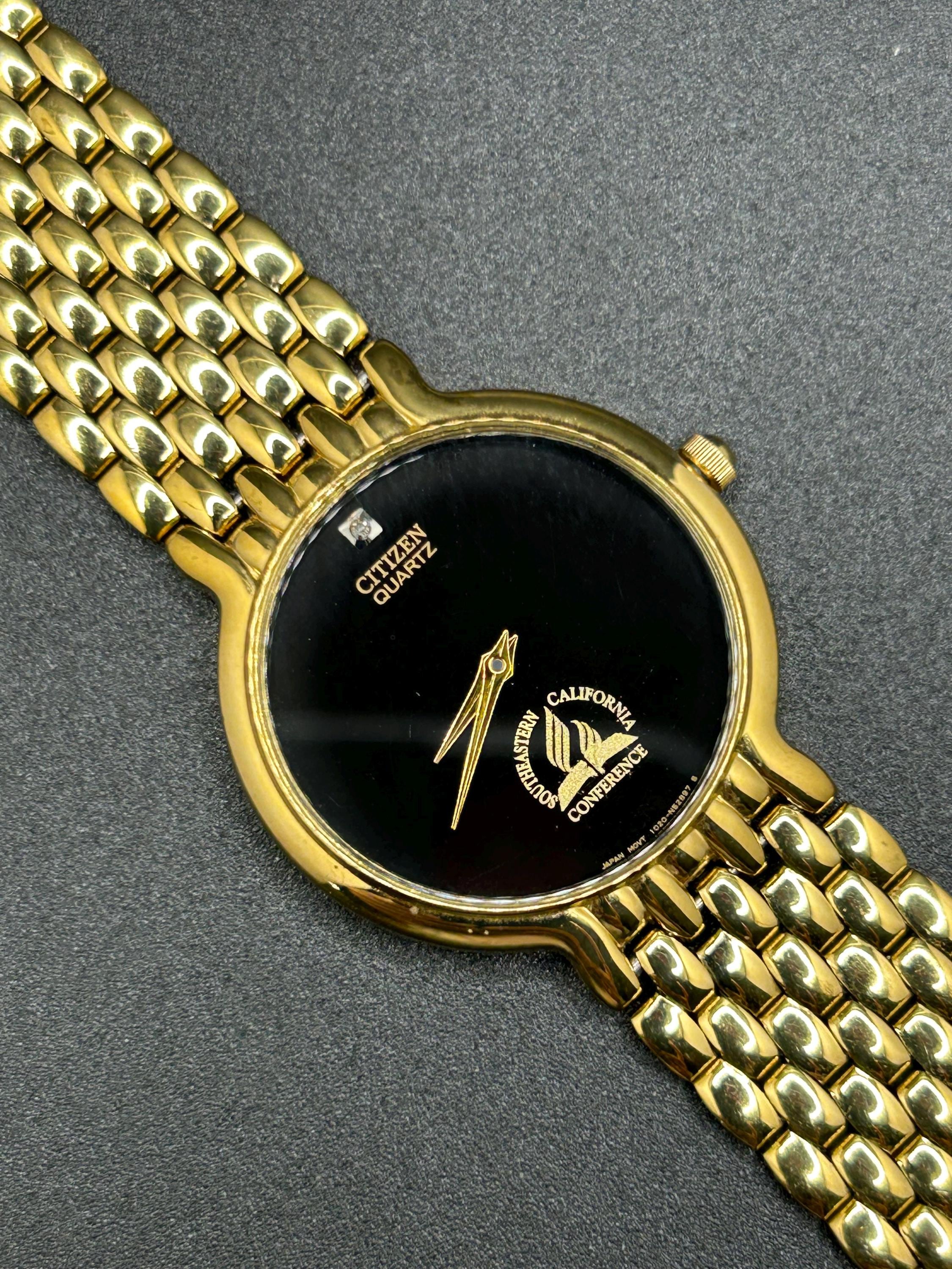 Vintage 1990s Citizen Quartz Men's Watch 1020-S54562, Gold Tone