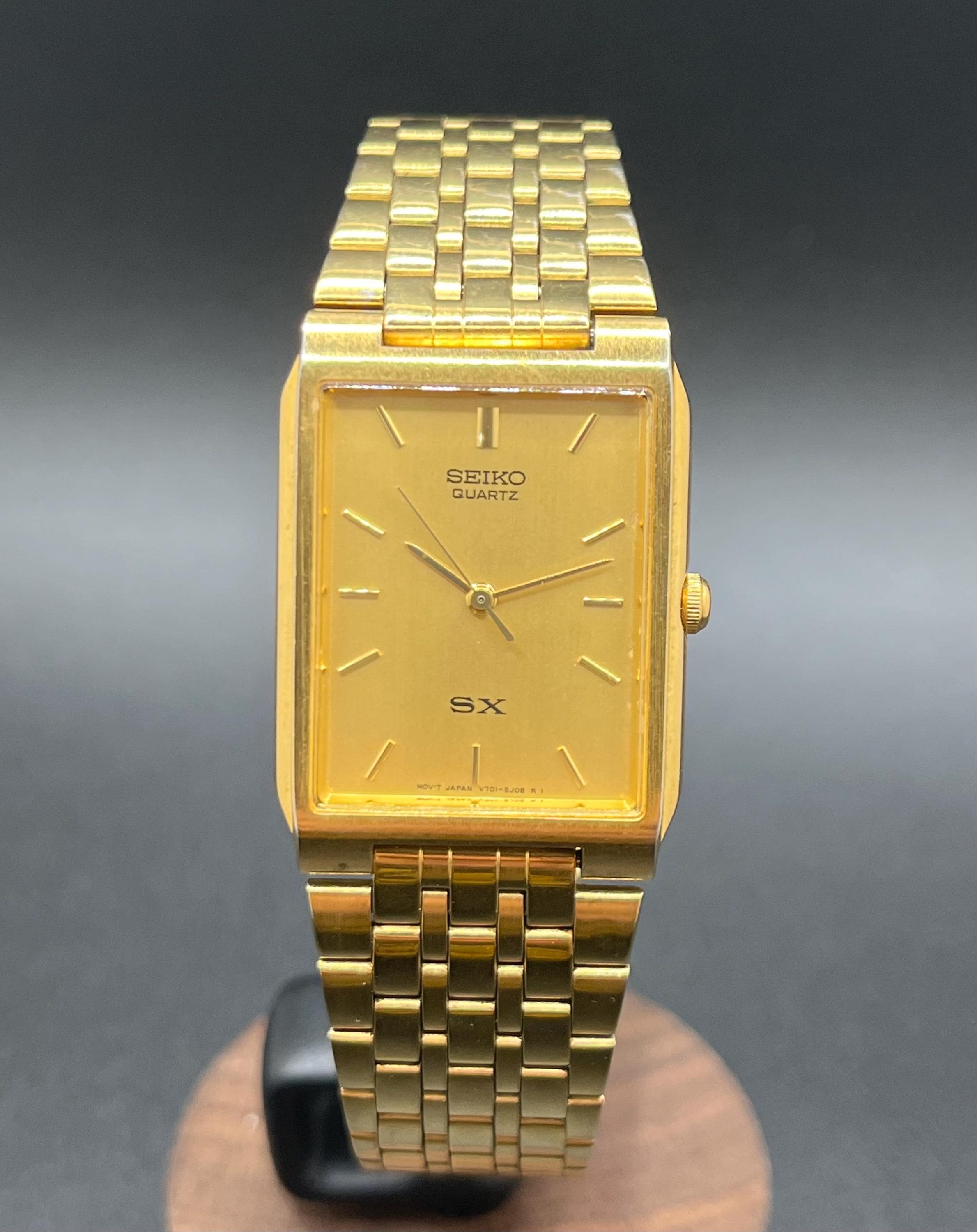 Vintage Rare Seiko SX Tank V701-5K40 Men's Quartz Gold Tone