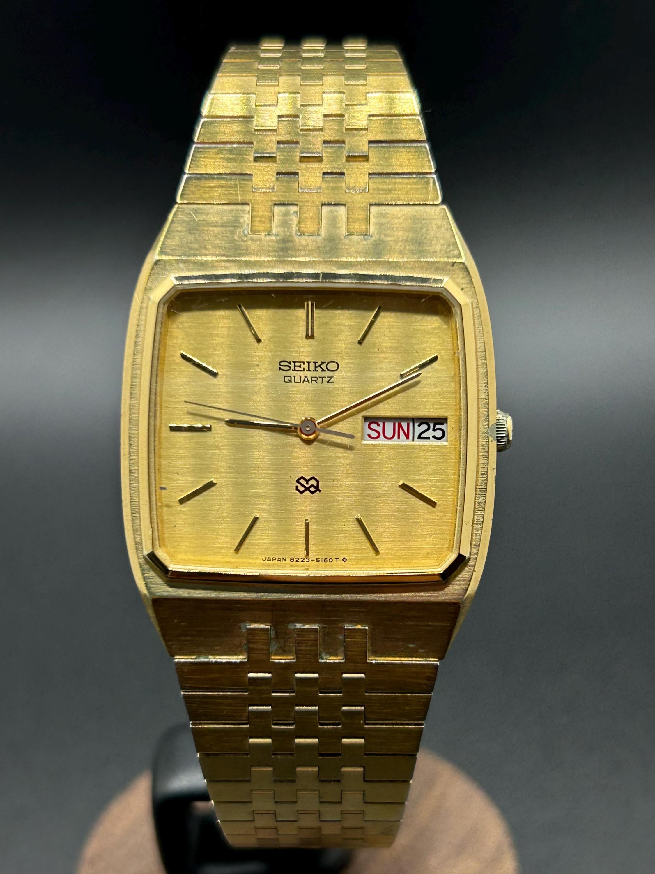Vintage Seiko 8223-5160 Gold Tone Day Date TV Case With Original