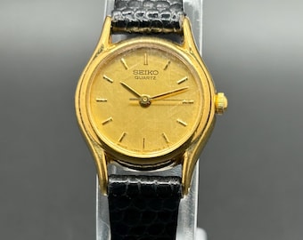 Vintage Seiko 2K01-0011 Black Dial Gold Tone Men