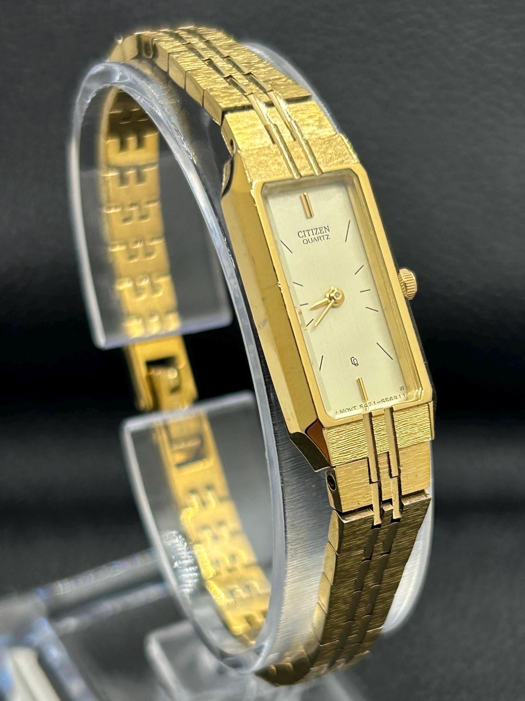 Vintage Citizen 5421-S18523 Gold-tone Tank Style Women's Dress