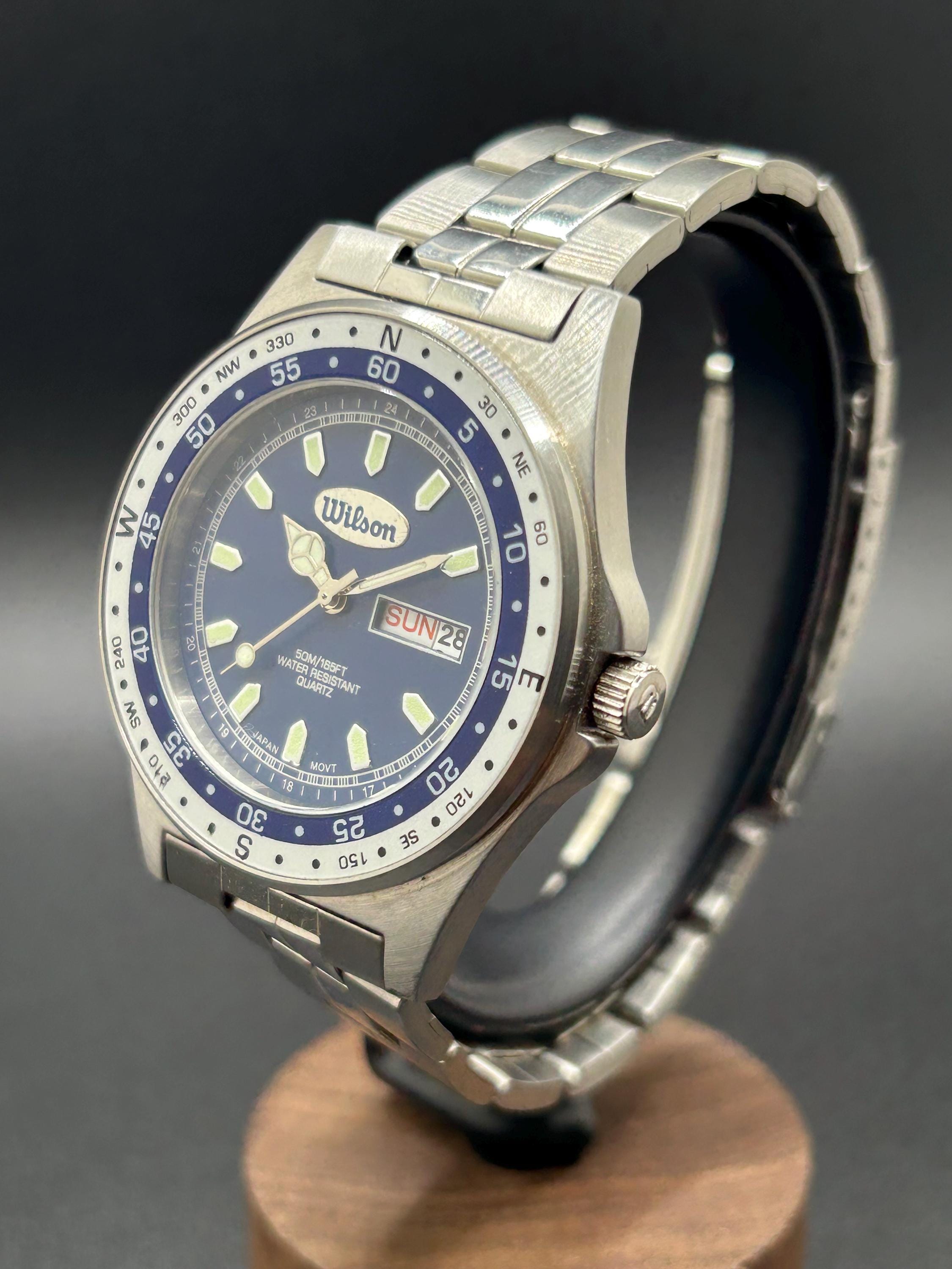 Wilson. Watch Vintage Wilson Men’s Quartz Watch With Blue Dial Day Date, Stainless ...