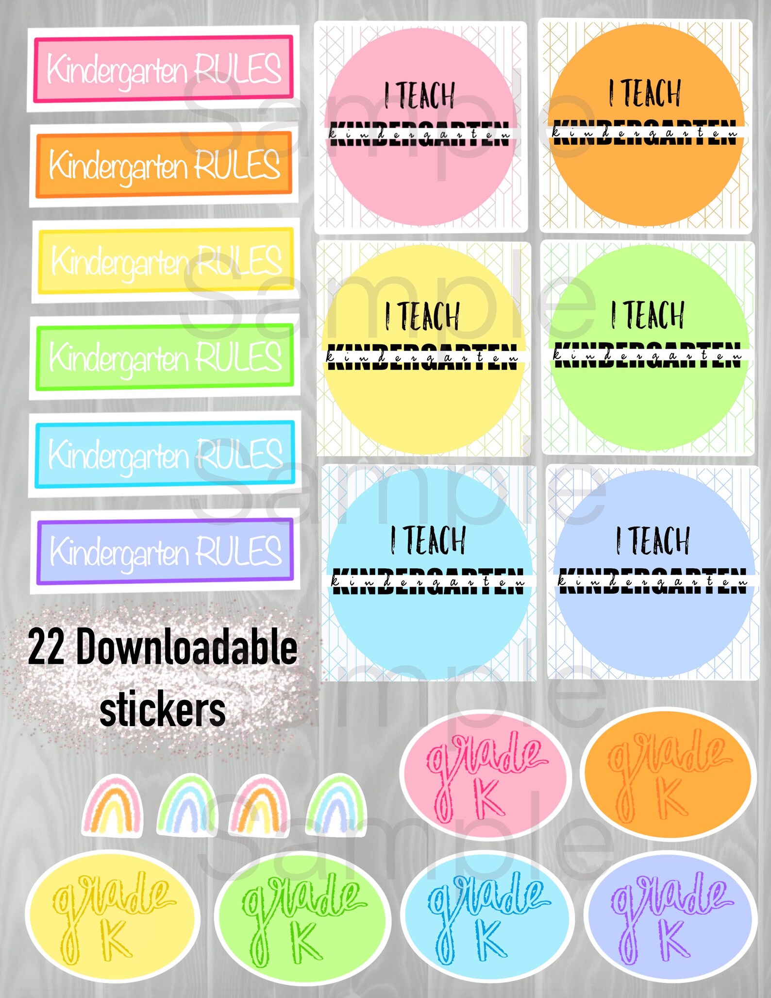 Kindergarten Stickers Digital File - Etsy