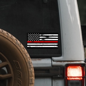 Thin Red Line Flag Sticker | Die Cut Sticker | Window Sticker | Car Sticker | Laptop Sticker | Thin Red Line | Firefighter Sticker