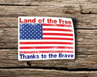 Land of the Free USA Flag Sticker | Tumbler Sticker | Die Cut Sticker | Hydroflask Sticker | Patriotic Sticker | US Flag  Sticker | USA