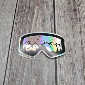 Ski Goggles Holographic Sticker | Mountains Skyline Decal for Winter Sports Enthusiasts & Nature Lovers | Waterproof Sticker | Ski Sticker