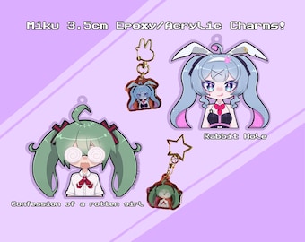 Hatsune Miku Rabbit hole and Confessions of a rotten girl keychain charm