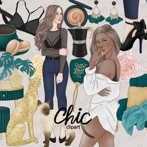 Fashion Clipart trendy clipart Chic ClipArt Sensual ClipArt girl Clipart woman Stylish glam Illustration Girls Graphics Planner Stickers