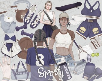 Sporty Girl Clipart: Athleisure Fashion Graphics (PNG)
