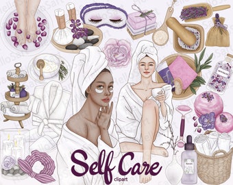Self Care Clipart Spa ClipArt Cozy ClipArt Girl Clipart Woman Fashion Clipart Hand Drawn Girls Graphic Planner Sticker scrapbook material