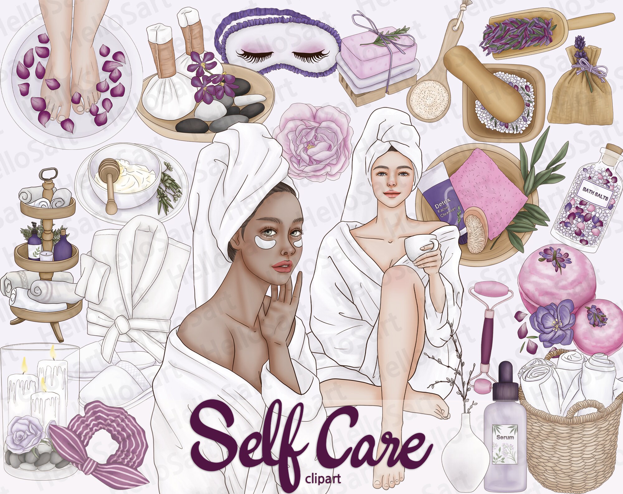Self Care Clipart Spa Clipart Cozy Clipart Girl Clipart Woman - Etsy