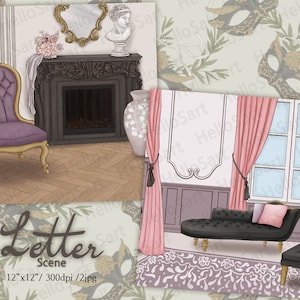 Carta cena clássica cena estética planejador gráfico adesivo scrapbook material imagem de fundo ilustração